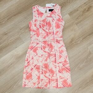 J. Crew Coral and White Leaf Print Mini Dress